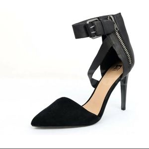 Women’s JOE’S jeans black suede strappy pointy toe heels